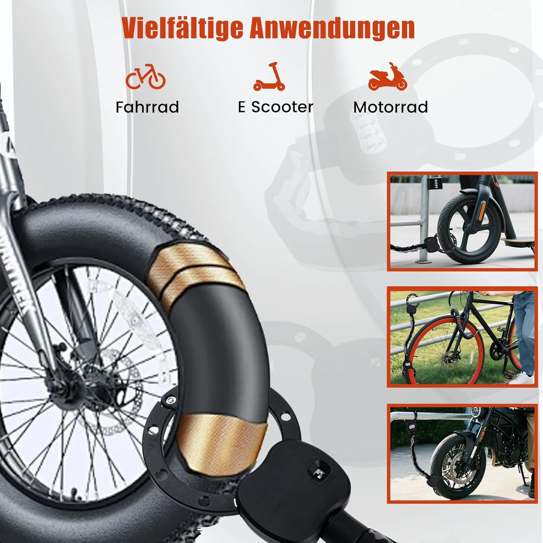 E Scooter Schloss, Handschellenschloss mit Zahlencode, 10CM Rundring, 1.8KG - Schweres Fahrradschlos