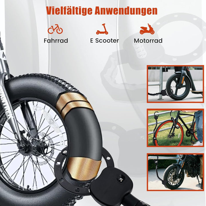 E Scooter Schloss, Handschellenschloss mit Zahlencode, 10CM Rundring, 1.8KG - Schweres Fahrradschlos