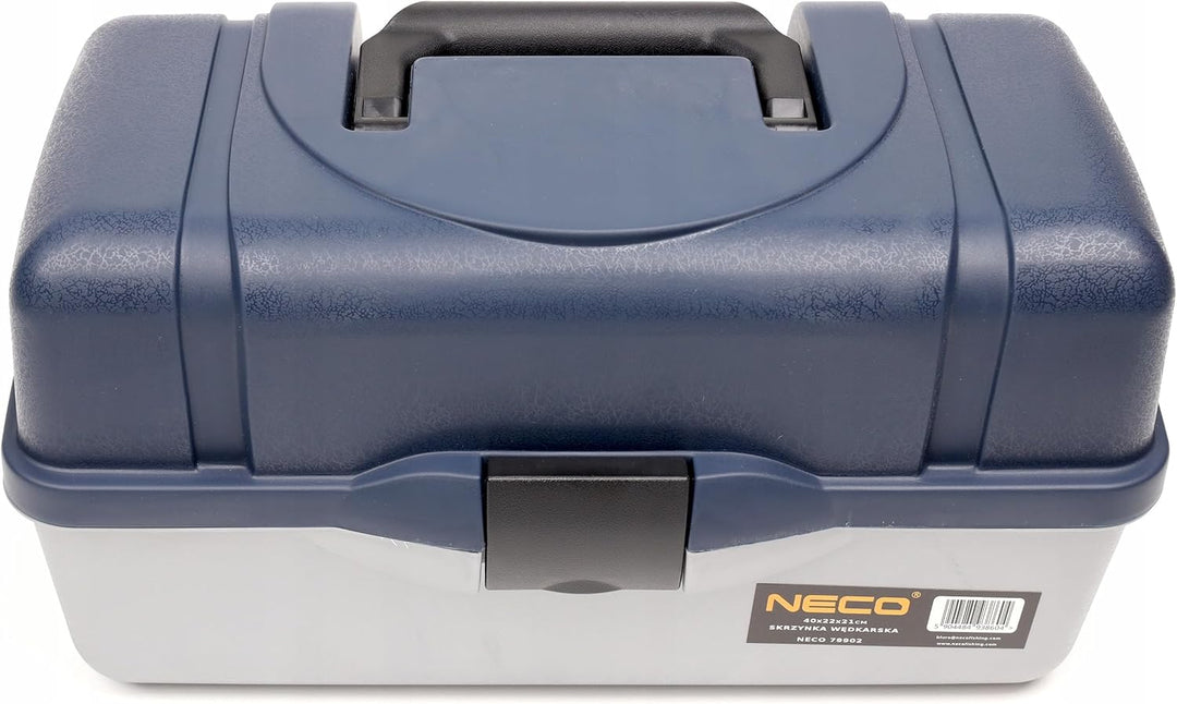NECO Angelbox Blau mit 3 Schubladen – Grosse Tackle Box 40x22x21 cm | Angelkoffer mit Fächern für Kö
