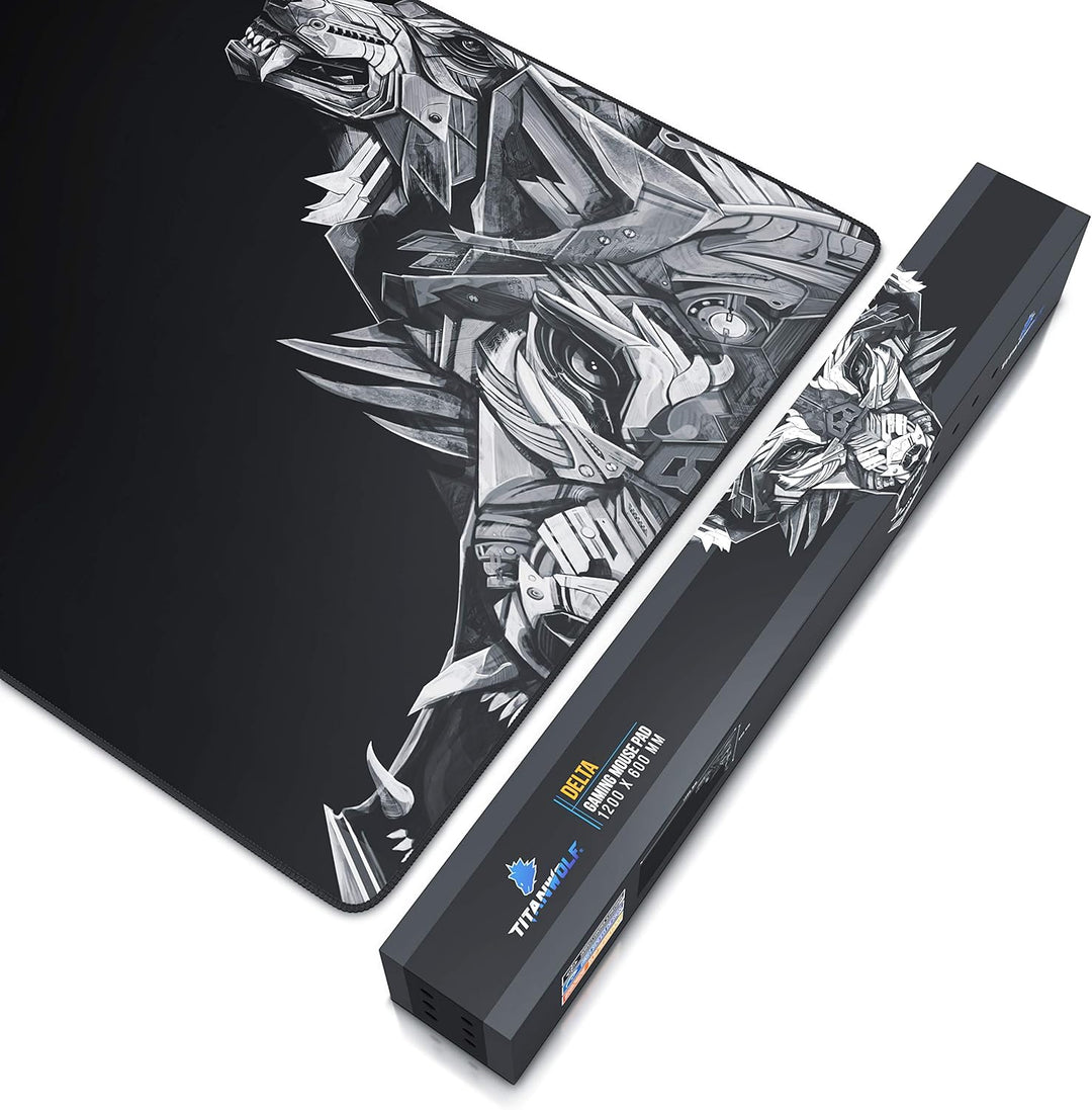 CSL - Übergrösse Mauspad Gaming Titanwolf 1200x600mm - XXXL Mousepad gross mit Motiv - Tischunterlag