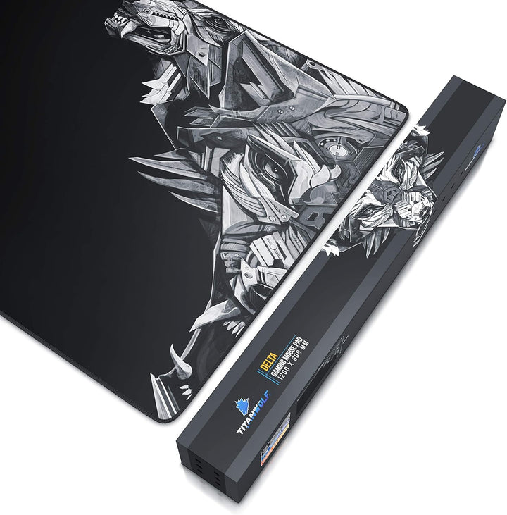 CSL - Übergrösse Mauspad Gaming Titanwolf 1200x600mm - XXXL Mousepad gross mit Motiv - Tischunterlag