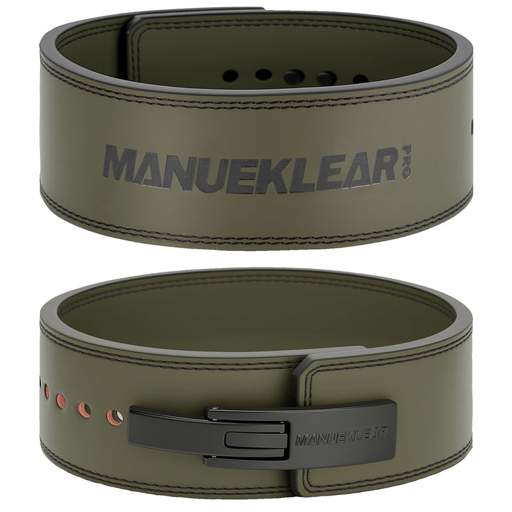 MANUEKLEAR Powerlifting Gewichthebergürtel Herren damen, 10mm dick Leder Lever Lifting Belt, Gym Gür