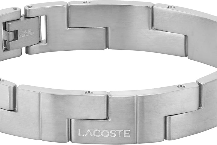 Lacoste Armband mit Knebelverschluss für Herren Kollektion CATENA aus Edelstahl Silver, Silver