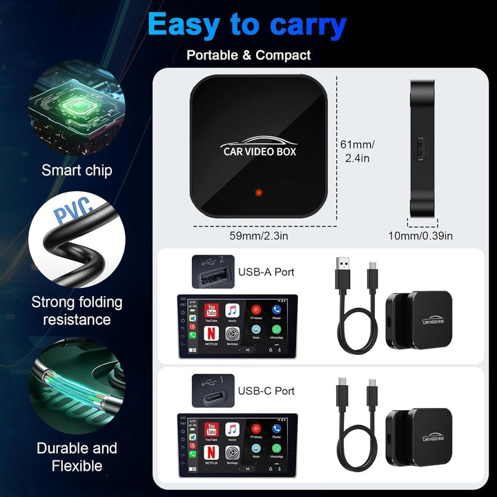 2026 Wireless CarPlay & Android Car Adapter Supports Netflix/YouTube/TF - Plug & Play, Magic Video B