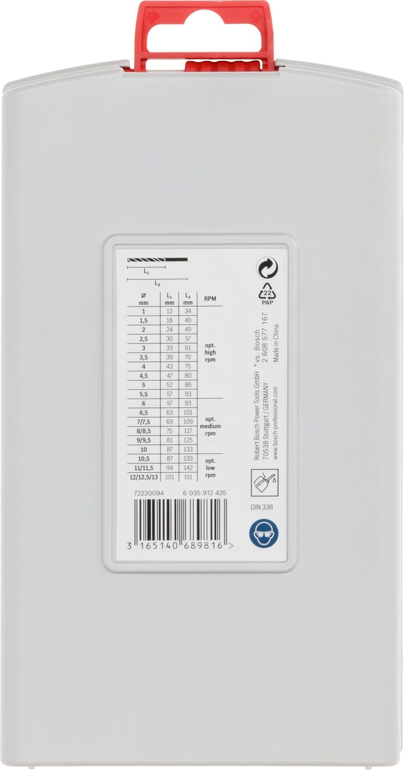 Bosch Professional 25tlg. HSS-G ProBox Metallbohrer-Set (für Stahl, Ø 1-13 mm, Zubehör Bohrschrauber