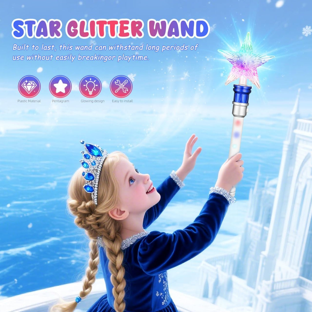 Amosfun Leuchtender Zauberstab Stern 2Er Set Led Kinder Zauberstab Leuchtend Drehbarer Glitzerstab F