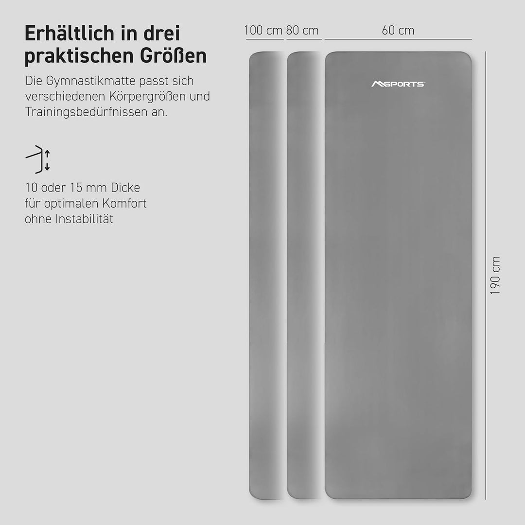 MSPORTS Gymnastikmatte | Yogamatte Premium rutschfest inkl. Tragegurt + Übungsposter + Workout App I