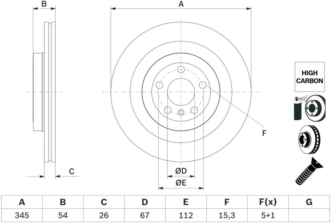 Bosch BD2814 Bremsscheiben - Hinterachse - eine Bremsscheibe