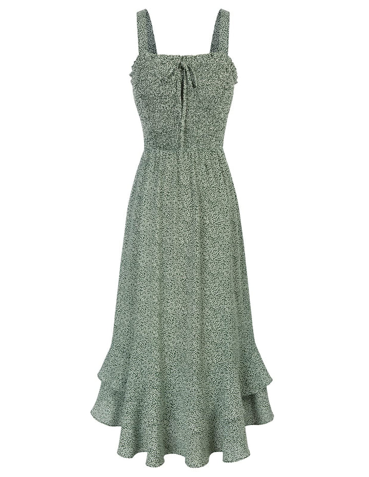 GRACE KARIN Damen langes Blumenkleid Ärmellos Spaghettiträger Freizeitkleid Böhmisch Maxikleid Stran