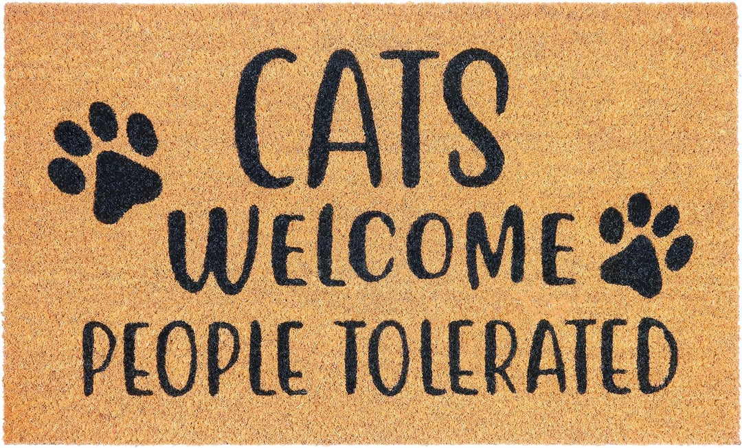 BRUBAKER Fussmatte für Aussen und Innen - Cats Welcome People Tolerated - 45 x 75 cm Katzen Schmutzf