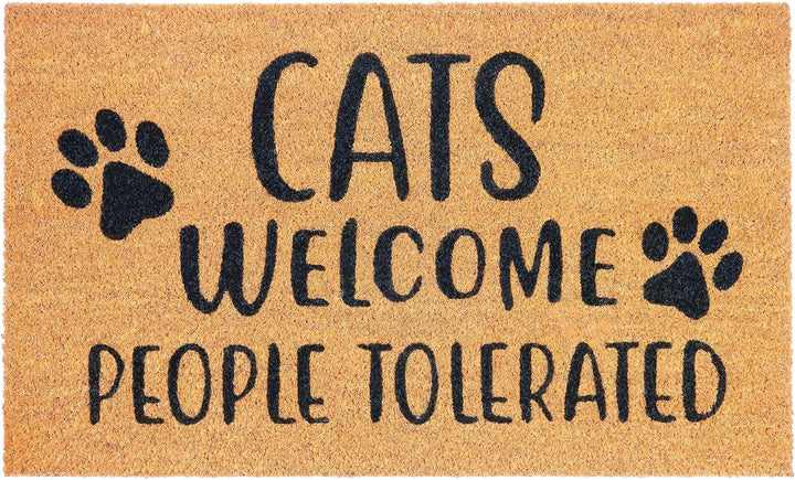 BRUBAKER Fussmatte für Aussen und Innen - Cats Welcome People Tolerated - 45 x 75 cm Katzen Schmutzf
