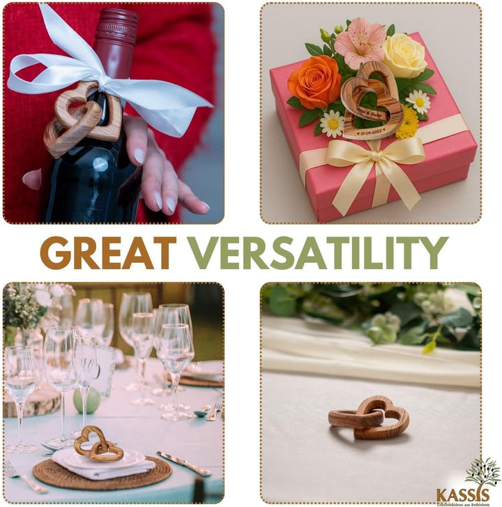 Kassis Geschenkartikel Olivenholz-Herzen für Brautpaar, zum Valentinstag, Jubiläum, Hochzeitstag, Ge