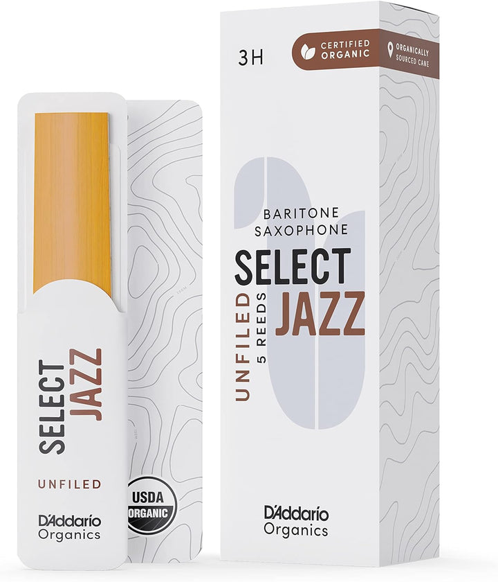 D'Addario Organisch Select Jazz Unfiled Baritone Saxophon-Stimmzungen - Saxophonrohre - Das erste un