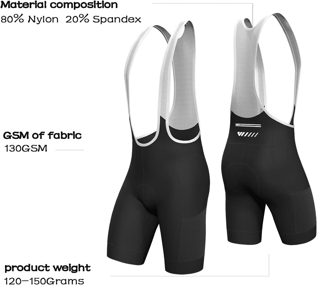 Lo.gas Herren Radfahren Bib Shorts, Gel Gepolstert Mit Taschen, Atmungsaktiv Quick-Dry für Männer M