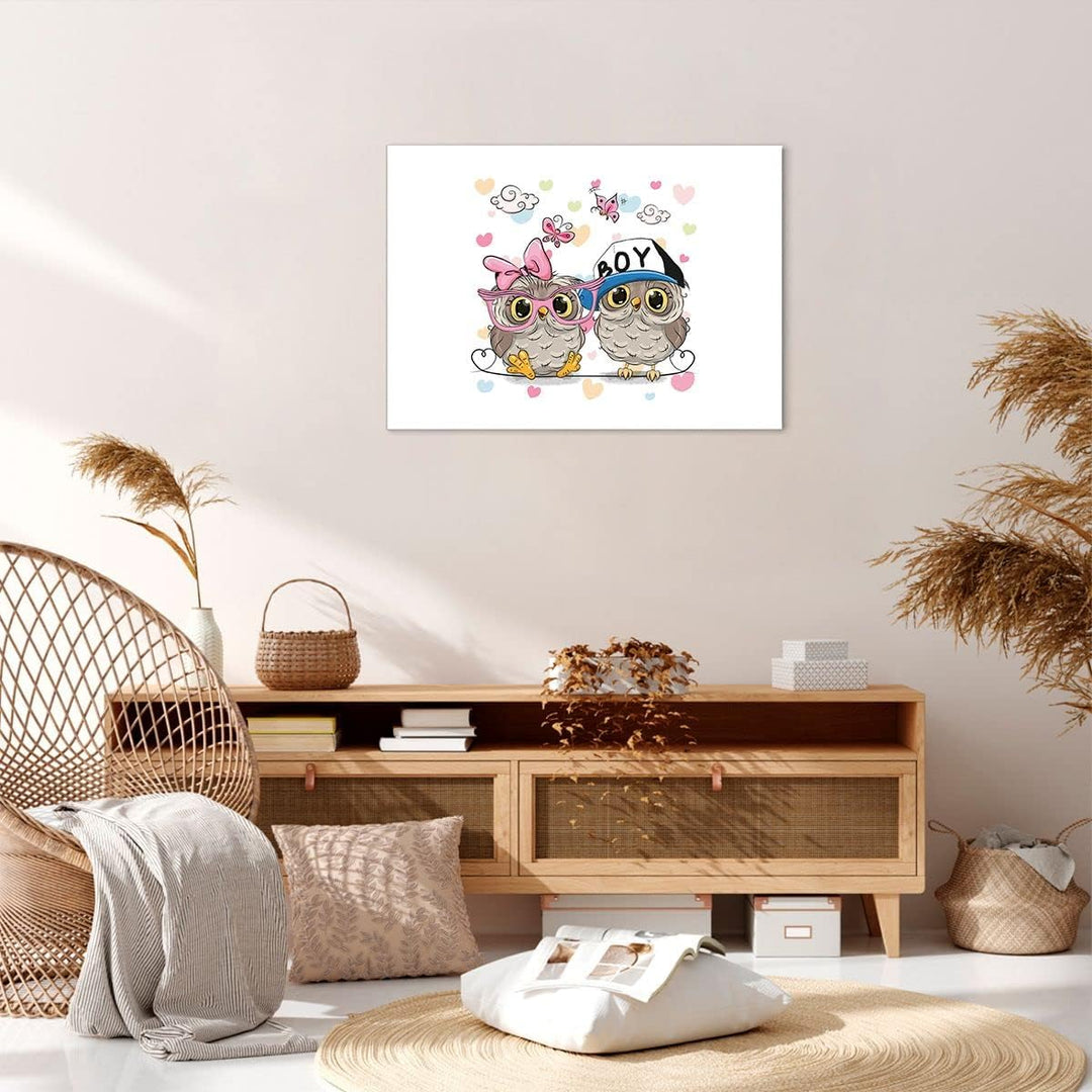 Bilder auf Leinwand Eule zeichnung farbig muster Leinwandbild 70x50cm Wandbilder Dekoration Wohnzimm