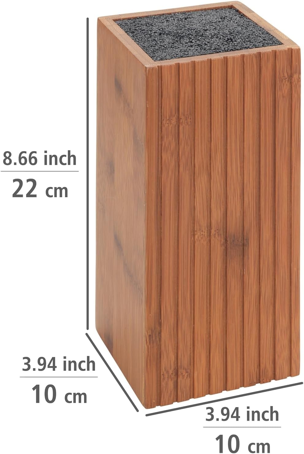 WENKO Messerblock mit Borsteneinsatz Mera, Küchenmesser Aufbewahrung aus Bambus, 10 x 22 x 10 cm, Du