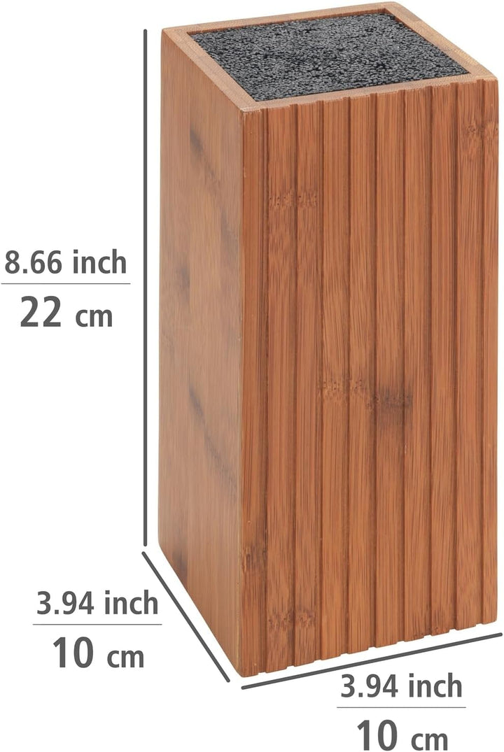 WENKO Messerblock mit Borsteneinsatz Mera, Küchenmesser Aufbewahrung aus Bambus, 10 x 22 x 10 cm, Du