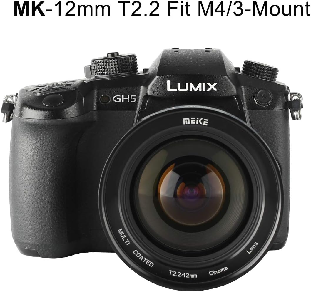 Meike 12mm T2.2 Manual Focus Wide Angle Fixed Prime Cinema Lens for M43 Micro Four Thirds MFT Mount