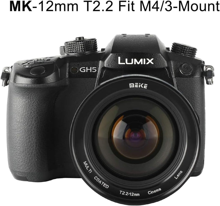 Meike 12mm T2.2 Manual Focus Wide Angle Fixed Prime Cinema Lens for M43 Micro Four Thirds MFT Mount