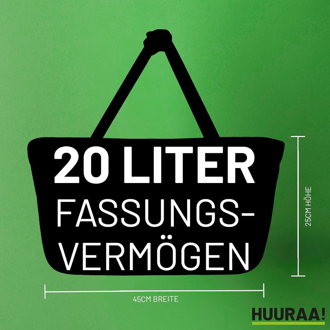 Huuraa Einkaufskorb Hofstaat 2026/27 Bierkrug Schützenfest Geschenk | 20 Liter Black faltbarer Trage