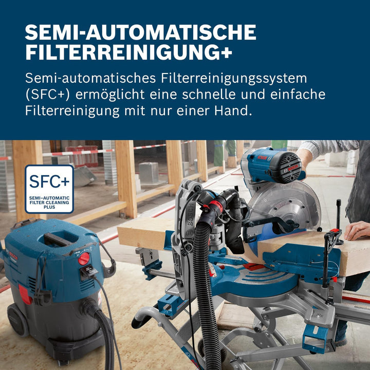 Bosch Professional Nass-/Trockensauger GAS 35 L SFC+ (inkl. 1x Zellulose-Flachfaltenflter, Fugendüse