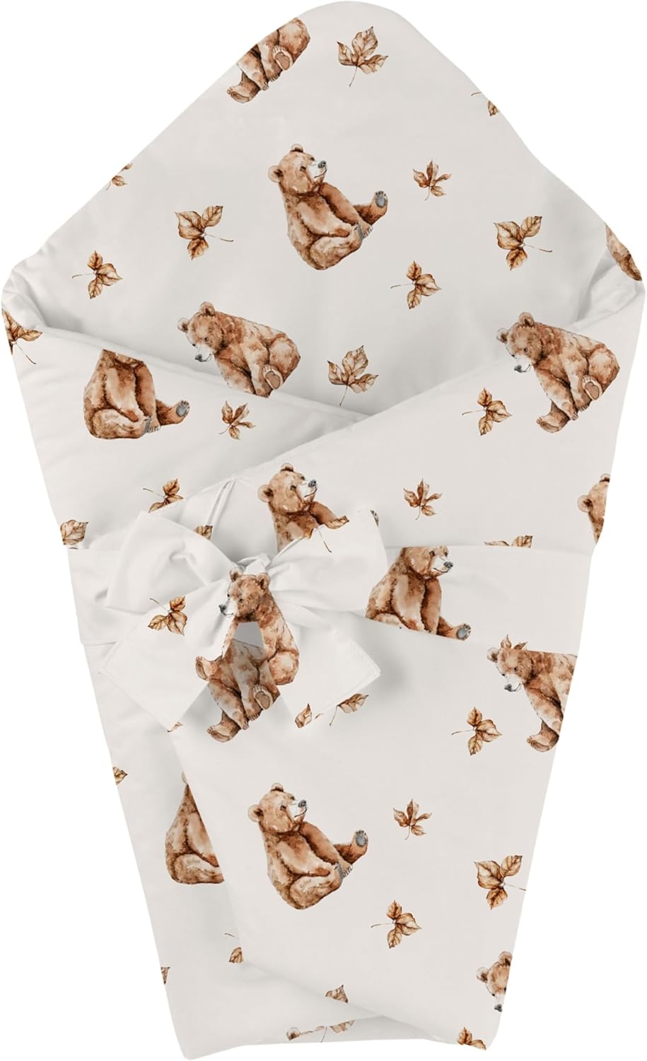 waldin Babybettwäsche Bambus Viskose Set ohne Bezug, Bärchen/Beige | Hypoallergen, Atmungsaktiv, The