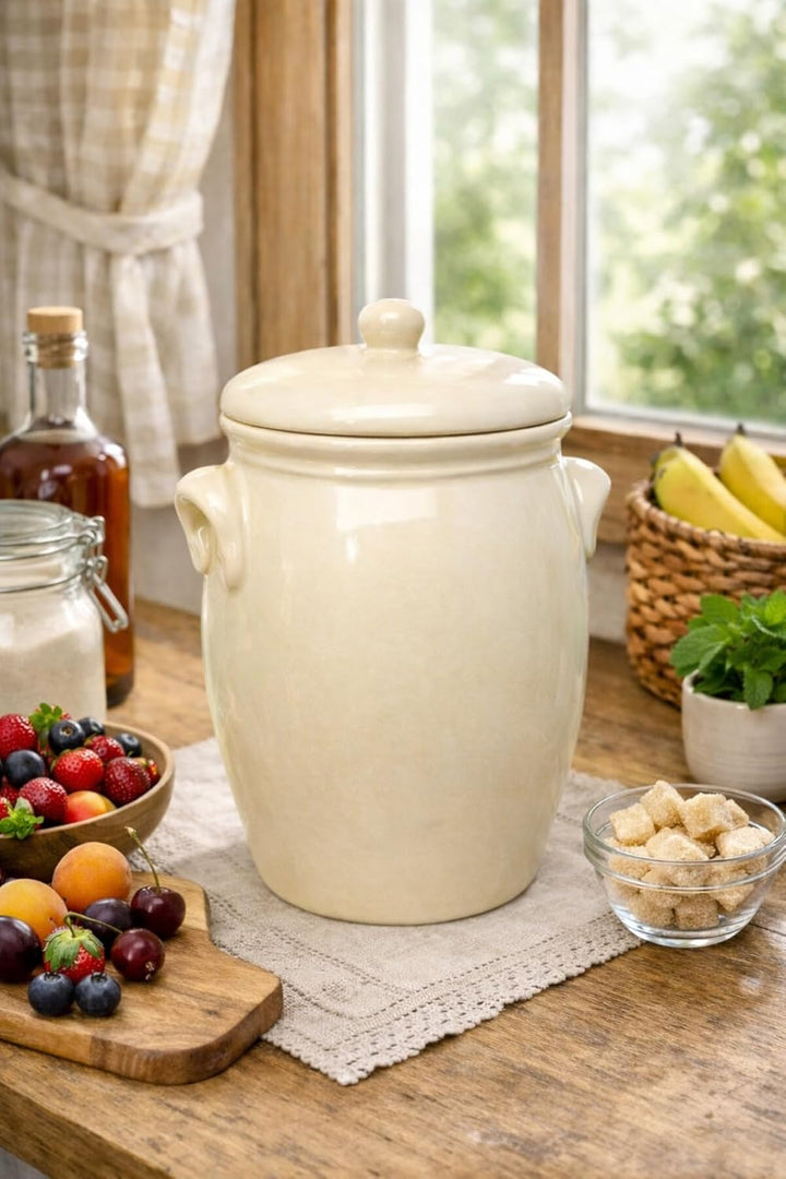 Original K&K Rumtopf 7,0 Liter beige - Form 2 / Mehrzwecktopf/Keramiktopf