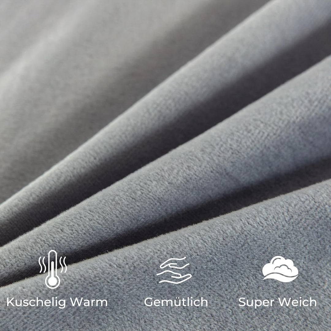 Soifox Winter Flanell Bettwäsche 180x200 - Grau Flauschige und Warme Cashmere Touch Bettbezug + Kiss
