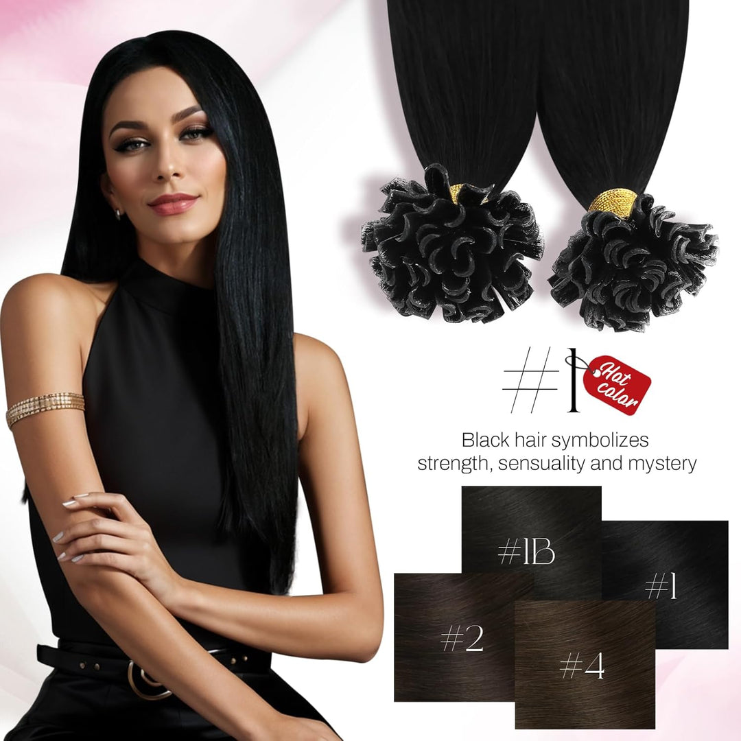Moresoo Extensions Echthaar Bondings Schwarz 1g Remy Pre Bonded U Tip Extensions Echthaar Schwarz 50