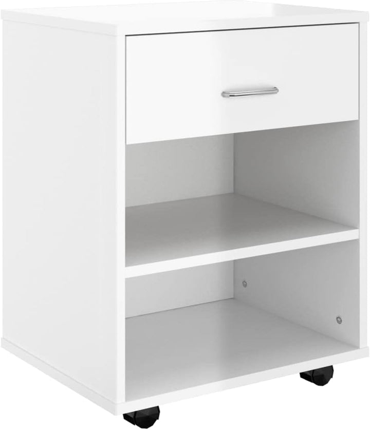 Mobiler Aktenschrank Lagerschrank aus Holzwerkstoff Beistellschrank mit Rollen für Wohnzimmer Schlaf