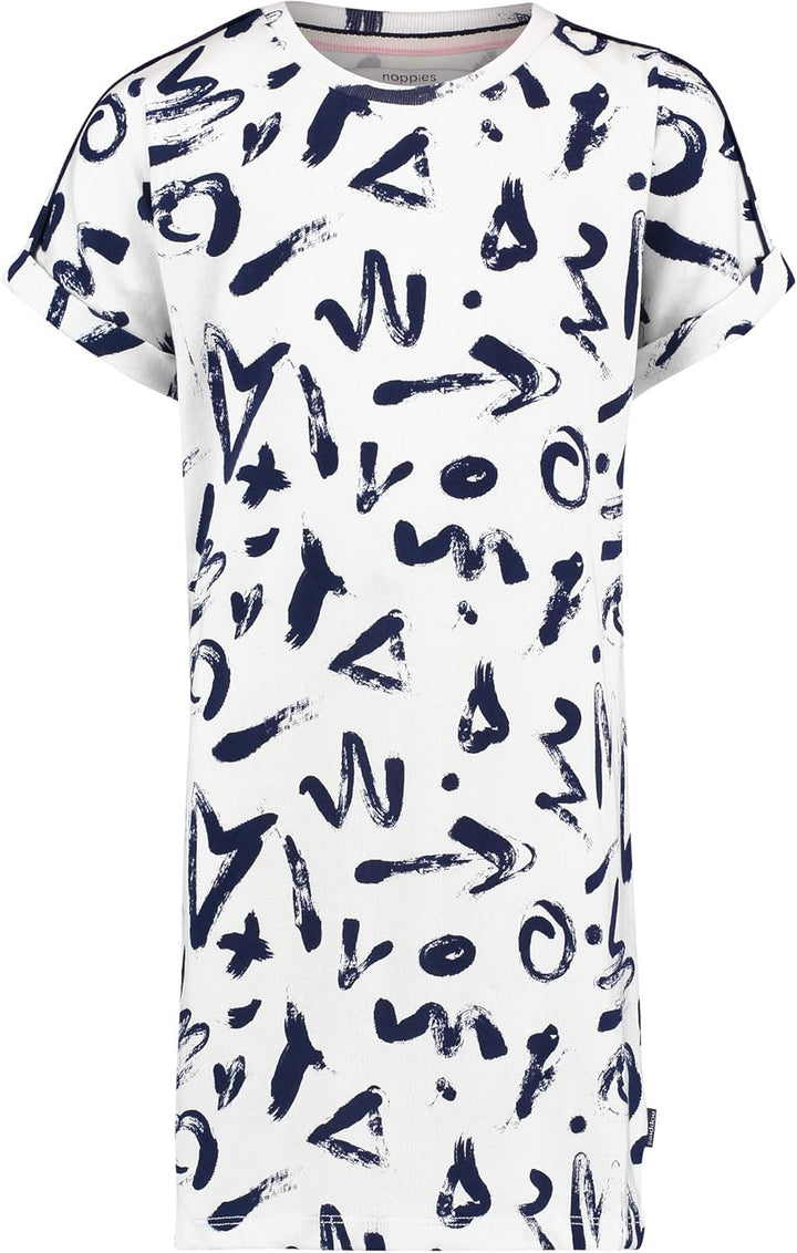 Noppies Mädchen G Dress Ss Reading AOP Kleid 104 Mehrfarbig (Blanc De Blanc P002), 104 Mehrfarbig (B