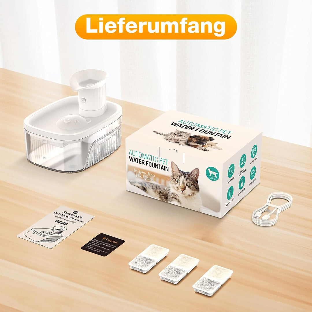 2.5L Katzenbrunnen, 2200mAh Katzenbrunnen Kabellos, Trinkbrunnen für Katze Kabellos mit Bewegungsmel