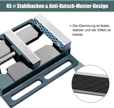 Maschinenschraubstock, 110 mm Gusseisen Werkbank Bohrmaschinen Schraubstock mit Führungsdesign der G