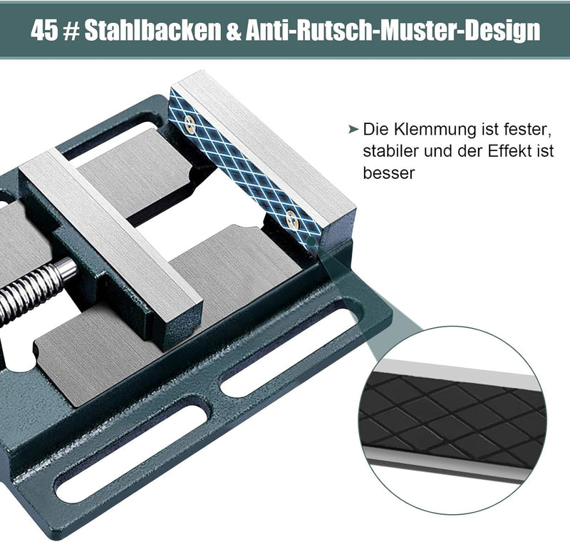 Maschinenschraubstock, 110 mm Gusseisen Werkbank Bohrmaschinen Schraubstock mit Führungsdesign der G