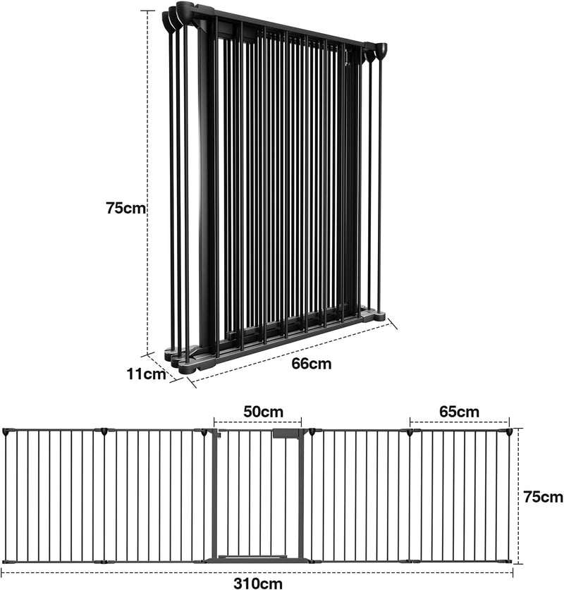 Randaco Kaminschutzgitter mit Tür 310cm,Baby Absperrgitter Metall Ofenschutzgitter Kamingitter,Tiers