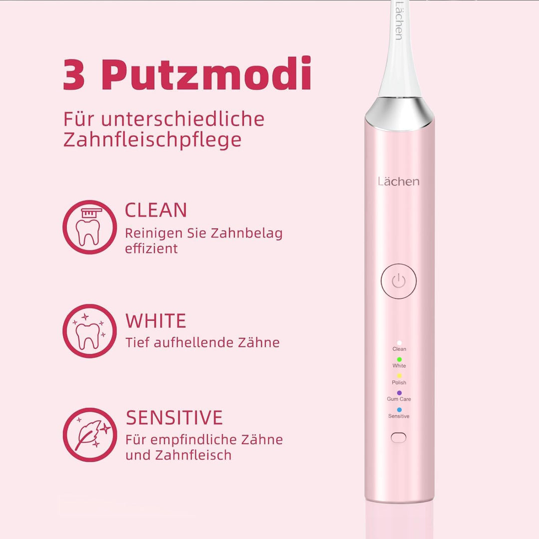 Lächen Elektrische Schallzahnbürste, 5 Modi Elektrische Schallzahnbürste mit Reise-Etui 4 Aufsteckbü