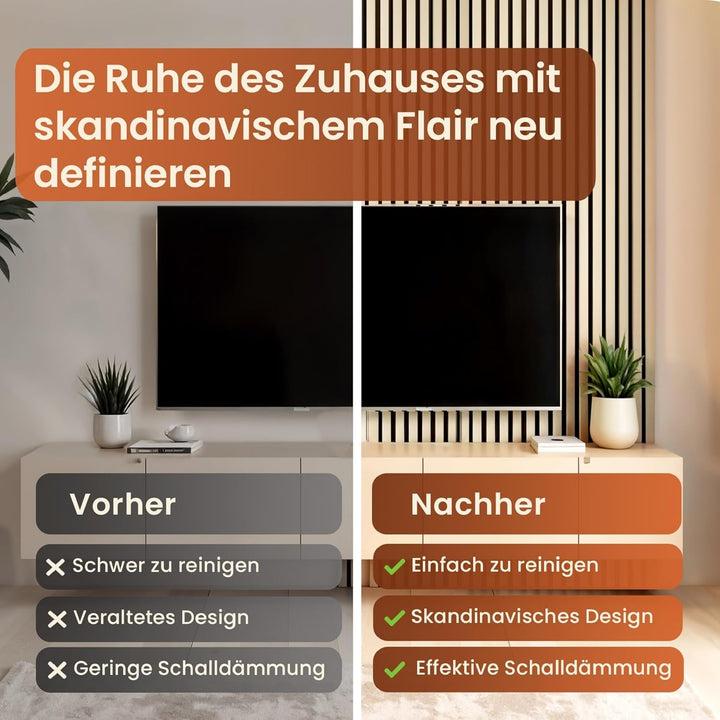 NEU.HOLZ Akustik Wandpaneele Vang 4er Set Wandverkleidung zum Kleben und Schrauben 2,88 m² Holzfurni