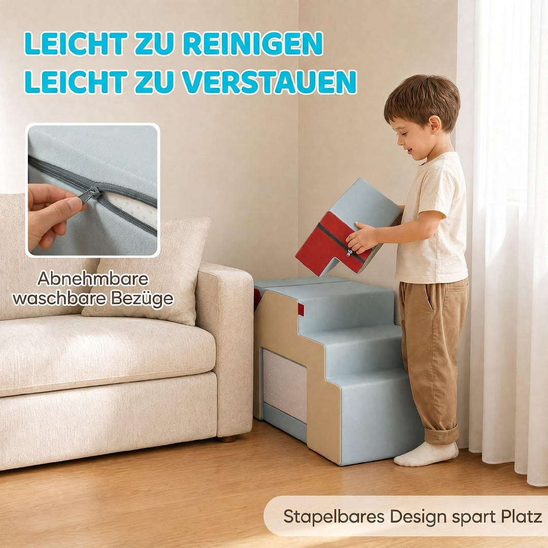 AIYAPLAY Schaumstoff Bausteine für Kinder 2er Set rutschfest XXL Bunt | Softbausteine, Montessori Sp