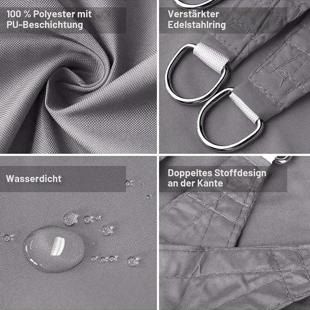 Dripex Sonnensegel wasserdicht Sonnenschutz Set 3X3 m inkl Befestigungsseile Rechteckig Polyester Im