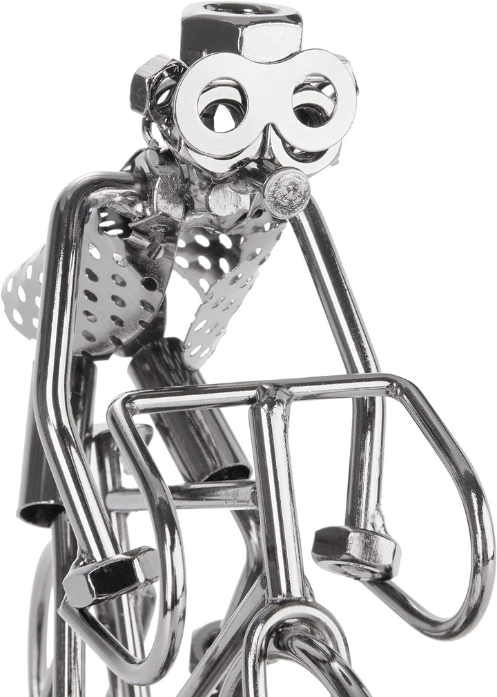 BRUBAKER Schraubenmännchen Fahrradfahrer - Fahrrad Eisenfigur Metallmännchen - Handarbeit Metallfigu
