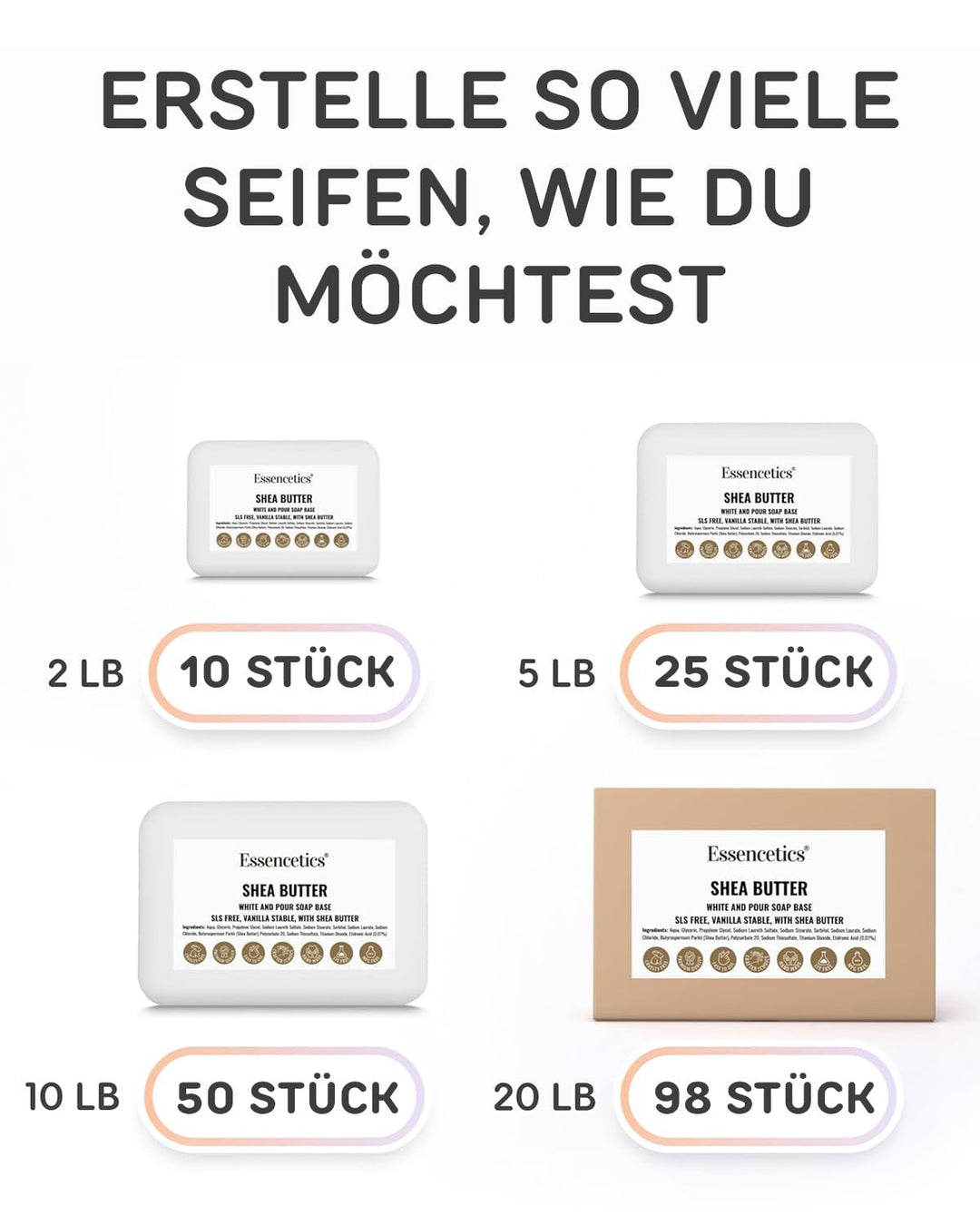 1 kg BIO Ziegenmilch Seifenbasis zur Seifenherstellung - SLS & SLES Frei - Glycerinseife Rohseife zu