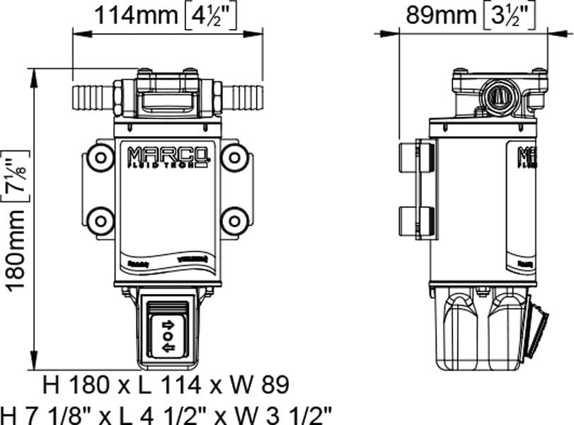 MARCO UP3-R 12 V Umkehrbare Bronze-Zahnradpumpe für Diesel 15 l/min mit integriertem Schalter, Blau