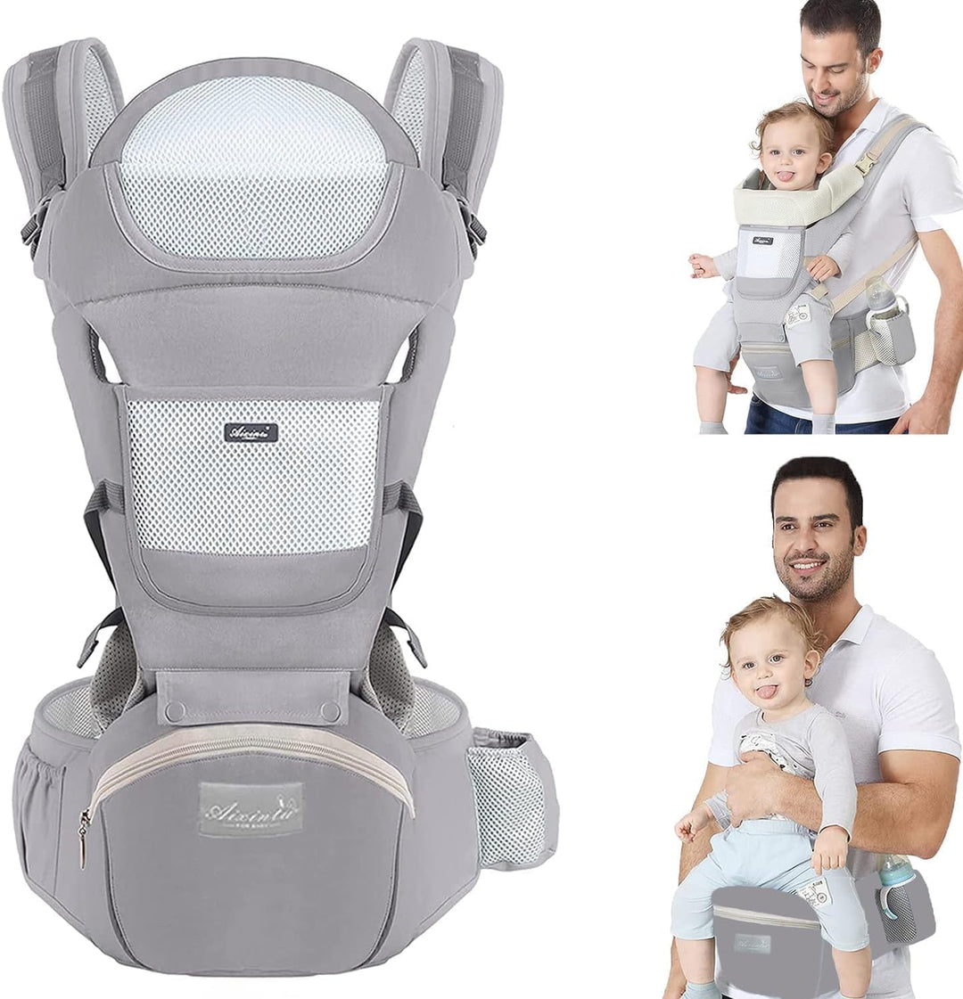 TOFFCAEA 6-in-1 Babytrage Neugeborene, Babytrage Ergonomische Reine Baumwolle Leicht, verstellbarer
