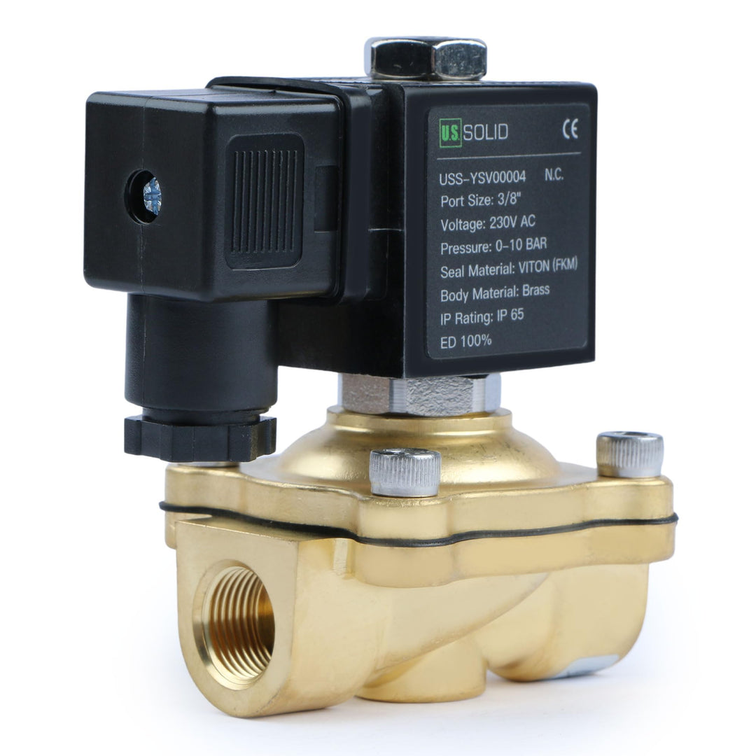 U.S. Solid Solenoid Valve Magnetventil Messing G 3/8" 230V AC Normal geschlossen NC 0-10 bar, elektr