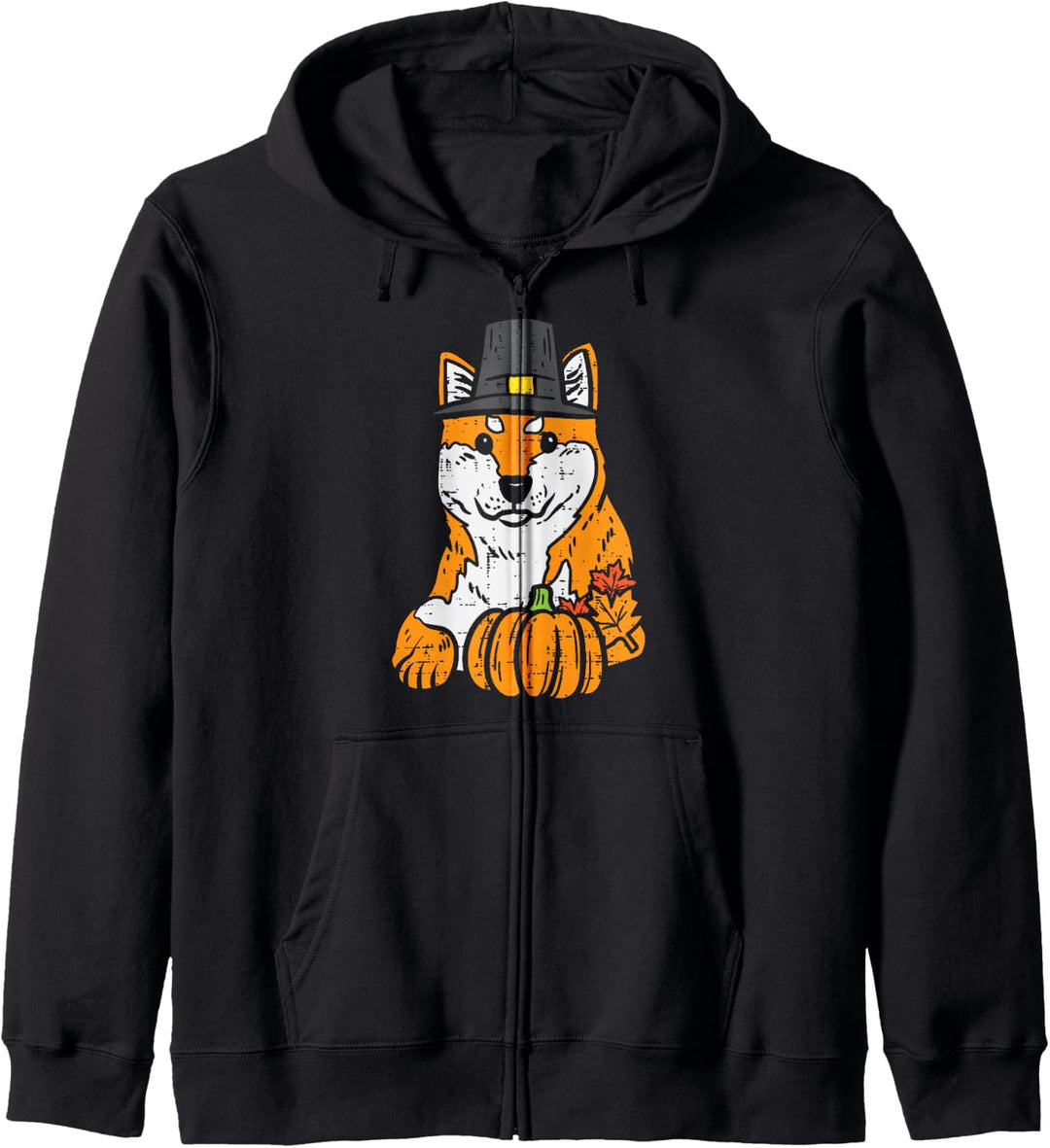 Shiba Inu Kürbisblätter Erntedankfest Herbst Halloween Hund Kapuzenjacke