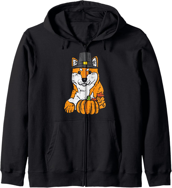 Shiba Inu Kürbisblätter Erntedankfest Herbst Halloween Hund Kapuzenjacke