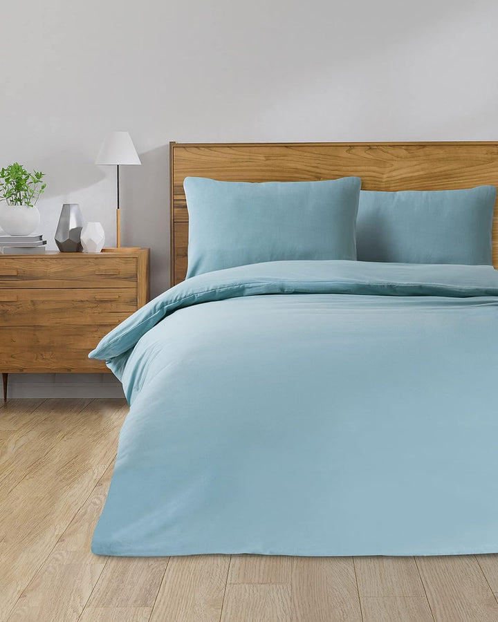 NAUTICA Home Solid Twinforce - BETTWÄSCHE Set - Blau 100% Baumwolle 135X200 Bettbezug + 80X80 Kissen