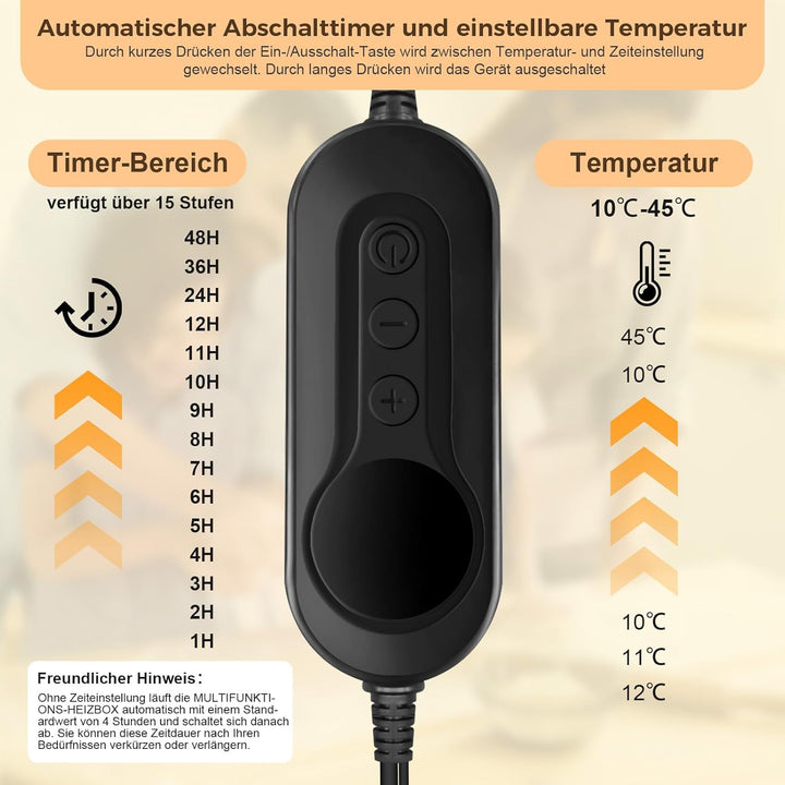Brot Gärbox Sauerteig mit Heizung, Faltbare Brot Gärschrank, Einstellbare Temperatur und Timer, Heiz