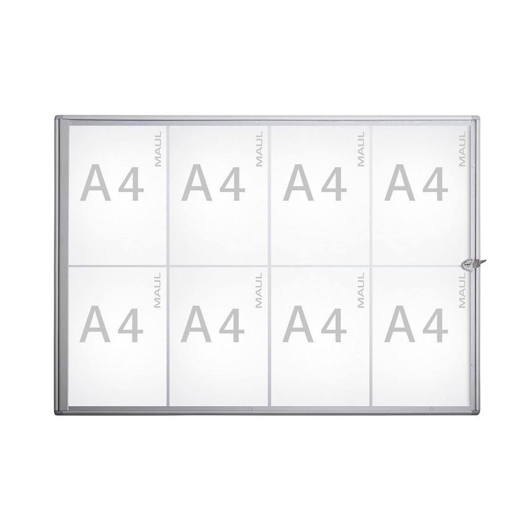 Maul Schaukasten A4 MAULextraslim | Schaukasten Vitrine mit 8 x DIN A4 Seiten | Infotafel mit Alumin