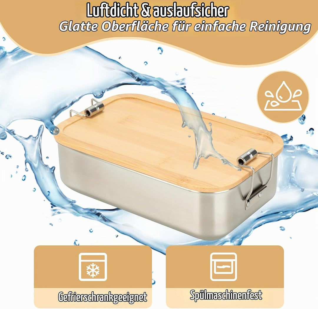 VINATO 1000ml Edelstahl Brotdose Mit Fächern, Lunchbox Erwachsene Für Schule, Arbeit &amp; Outdoor, Lunc